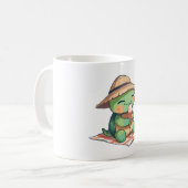 Süße Chibi-Schildkröte mit Strohhut beim Eisessen Kaffeetasse (Vorderseite Links)