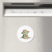 Süße Chibi-Schildkröte mit Strohhut beim Eisessen Magnet (In Situ (Geschirrspüler))