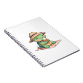 Süße Chibi-Schildkröte mit Strohhut beim Eisessen Notizblock (Rechte Seite)