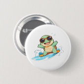Süße Chibi-Schildkröte Surfer Sommer Strand Design Button (Vorne & Hinten)