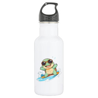 Süße Chibi-Schildkröte Surfer Sommer Strand Design Edelstahlflasche