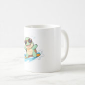 Süße Chibi-Schildkröte Surfer Sommer Strand Design Kaffeetasse (VorderseiteRechts)