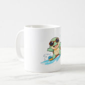 Süße Chibi-Schildkröte Surfer Sommer Strand Design Kaffeetasse (Vorderseite Links)