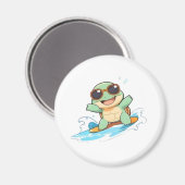 Süße Chibi-Schildkröte Surfer Sommer Strand Design Magnet (Vorderseite/Rückseite)