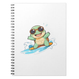 Süße Chibi-Schildkröte Surfer Sommer Strand Design Notizblock