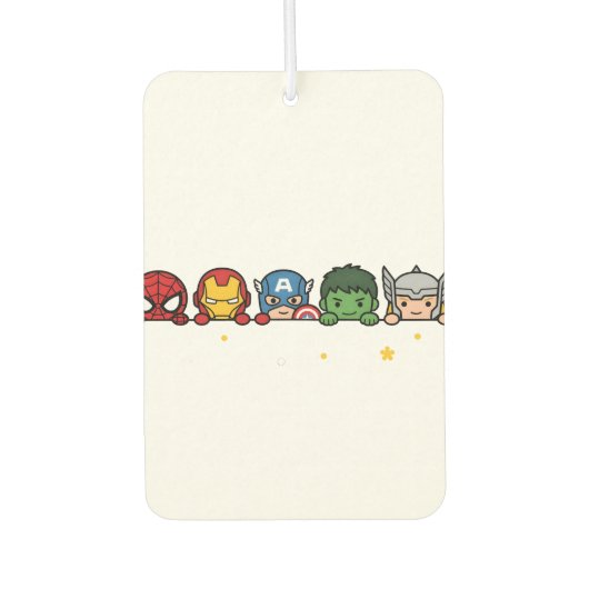Süße Chibi-Superhelden-Team-Peeking-Grafik Autolufterfrischer (Vorderseite)