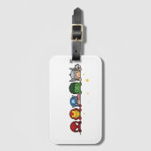Süße Chibi-Superhelden-Team-Peeking-Grafik Gepäckanhänger (Vorderseite Vertikal)