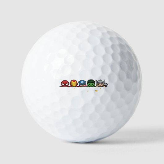 Süße Chibi-Superhelden-Team-Peeking-Grafik Golfball (Vorderseite)