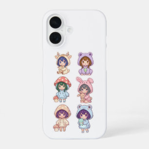 Süße Chibi-Tiere und Pilze Schutzhülle fürs Handy iPhone 16 Hülle
