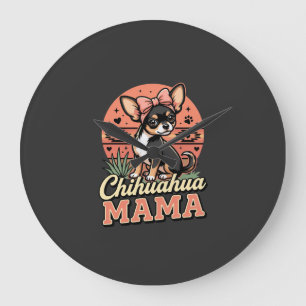 Süße Chihuahua-Mama-Schleife-Hundemama Große Wanduhr