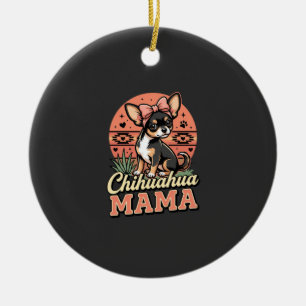 Süße Chihuahua-Mama-Schleife-Hundemama Keramik Ornament