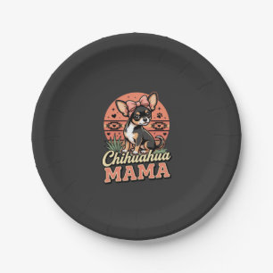Süße Chihuahua-Mama-Schleife-Hundemama Pappteller