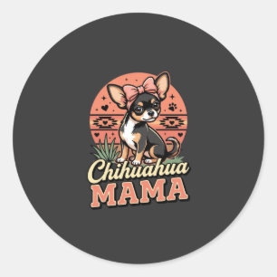 Süße Chihuahua-Mama-Schleife-Hundemama Runder Aufkleber