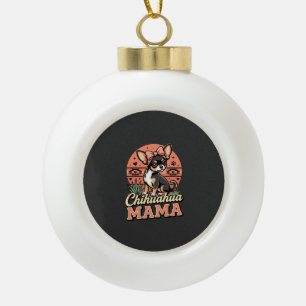 Süße Chihuahua-Mama-Schleife-Hundemutter Keramik Kugel-Ornament