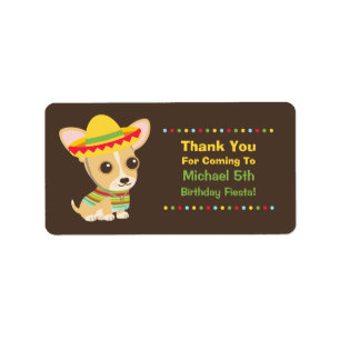 Süße Chihuahua-Mexikanische Kinder-Fiesta-Party-Et Adressaufkleber
