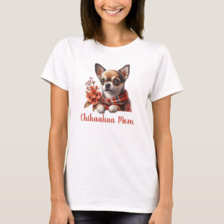 Süße Chihuahua-Mutter-Hund Welpe mit Blumen T-Shirt
