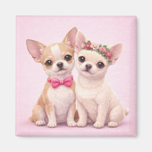 Süße Chihuahua Paar Valentinstag-Illustration  Magnet