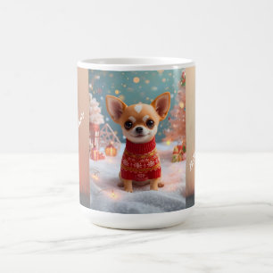 Süße Chihuahua-Weihnachtstasse   Personalisierter  Kaffeetasse