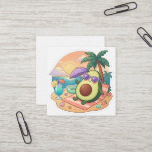 Süße chillige Avocado am Strand Sommerurlaub Aufkl Quadratische Visitenkarte