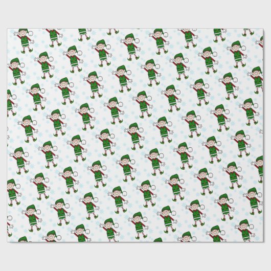 Süsse Christmas Elf Boy Geschenkpapier (Flach)