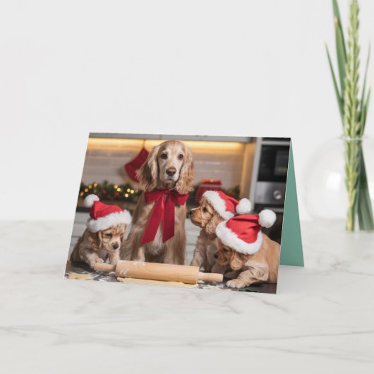 Süße Cocker Spaniel Weihnachtsplätzchen Karte (Vorderseite)