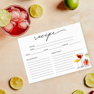 Süße Cocktail Brautparty Rezeptkarte Einladung