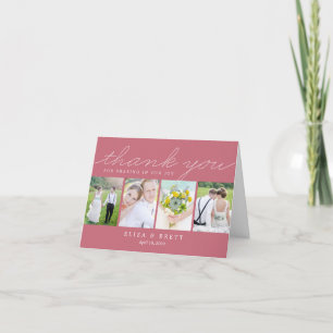 Süße Collage Hochzeit Danksagungskarte - Pink Dankeskarte