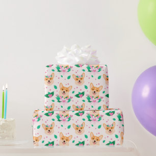 Süße Corgi-Blumenverpackungspapier Geschenkpapier