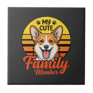 Süße Corgi-Familienmitglied-Hundefreund Fliese