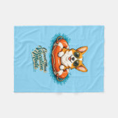 Süße Corgi-Ferien-Modus-Illustration - Sommer Bea Fleecedecke (Vorderseite (Horizontal))