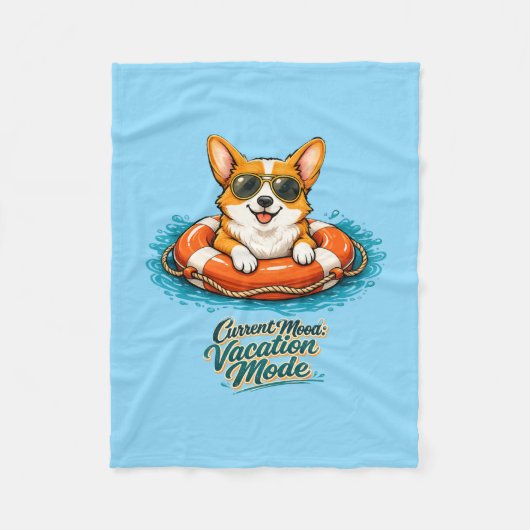 Süße Corgi-Ferien-Modus-Illustration - Sommer Bea Fleecedecke (Vorderseite)