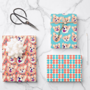 Süße Corgi-Hunde Geschenkpapier Set