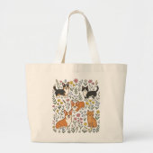 Süße Corgi-Katze Wildblume Jumbo Stoffbeutel (Vorne)