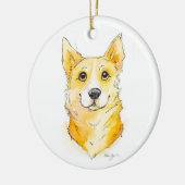 Süsse Corgi Keramik Ornament (Links)