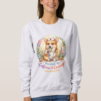 Süße Corgi-Krankenschwester Watercolor Koffein Mut Sweatshirt