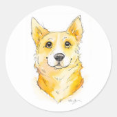 Süsse Corgi Runder Aufkleber (Vorderseite)