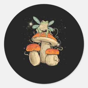 Süße Cottagecore-Ästhetik-Pilz-Frosch-Goblincor Runder Aufkleber