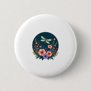 Süße Cottagecore Florale Libelle Ästhetik Mädchen  Button