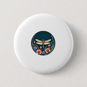 Süße Cottagecore Florale Libellen Ästhetik Mädchen Button
