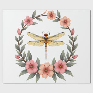 Süße Cottagecore-Florale-Libellen-Ästhetik-Mädchen Geschenkpapier