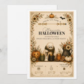 Süße Cottagecore-Halloween-Party-Einladung (Vorne/Hinten)