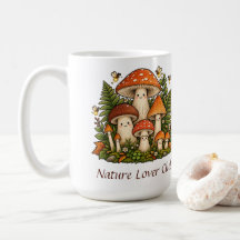 Süße Cottagecore-Pilz-Familien-Natur-Keramik