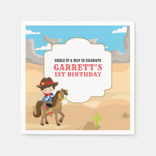 Süße Cowboy 1. Geburtstagsfeier Serviette