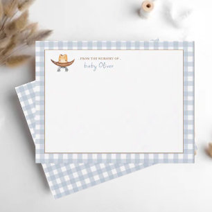 Süße Cowboy-Hut Blau Gingham Personalisiert Dankeskarte