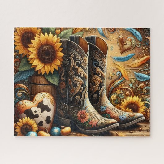 Süße Cowboystiefel Puzzle (Horizontal)