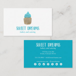 Süße Cupcake-Catering-Bäckerei Blaue Soziale Symbo Visitenkarte