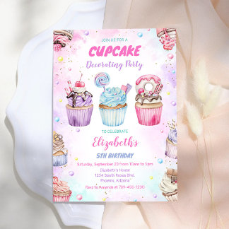 Süße Cupcake-Geburtstagsfeier-Einladung Einladung