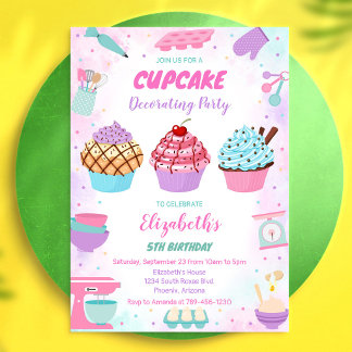 Süße Cupcake-Geburtstagsfeier-Einladung Einladung