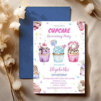 Süße Cupcake-Geburtstagsfeier-Einladung Einladung