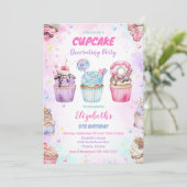 Süße Cupcake-Geburtstagsfeier-Einladung Einladung (Stehend Vorderseite)